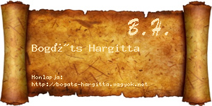 Bogáts Hargitta névjegykártya